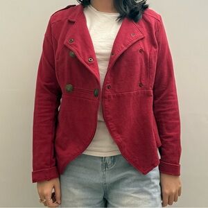 Women's Red Double-Breasted Jacket